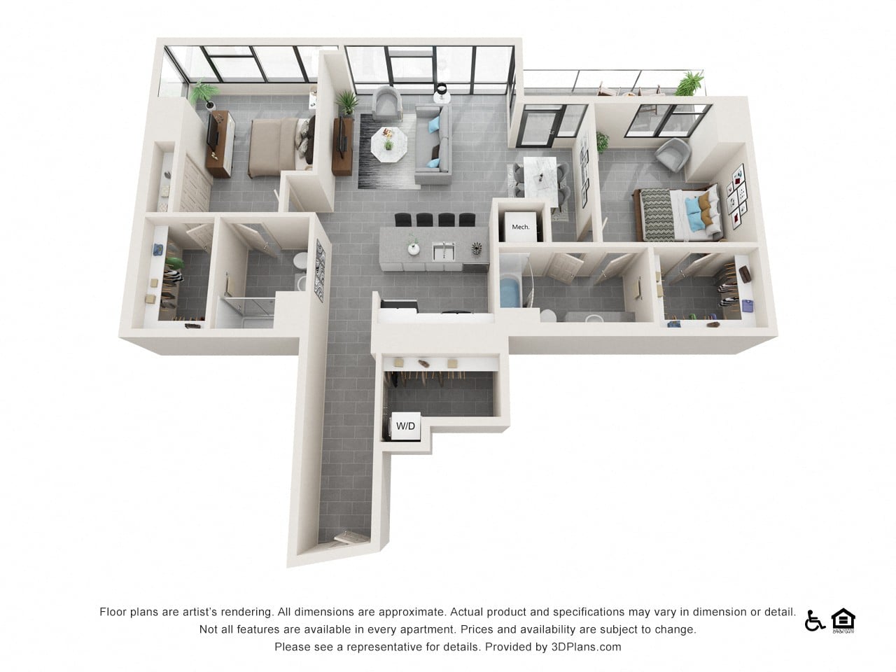 Two Bedroom H floor plan