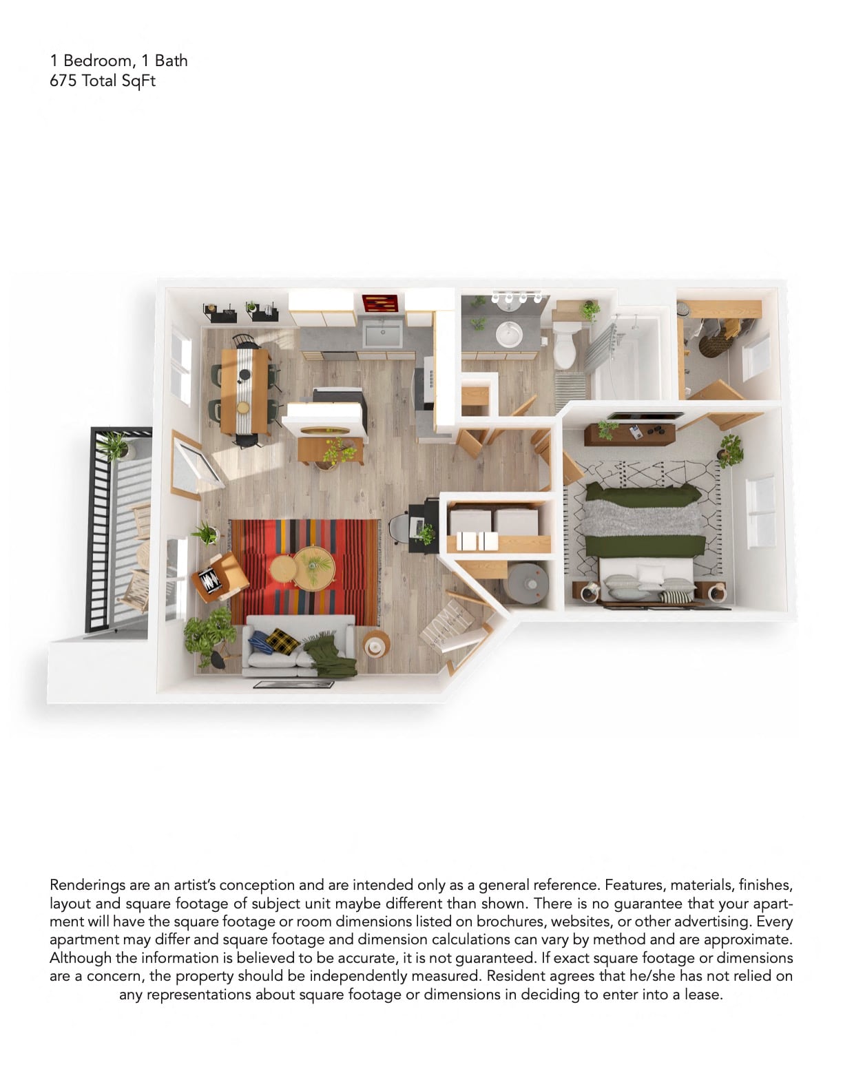 1x1 Premium floor plan
