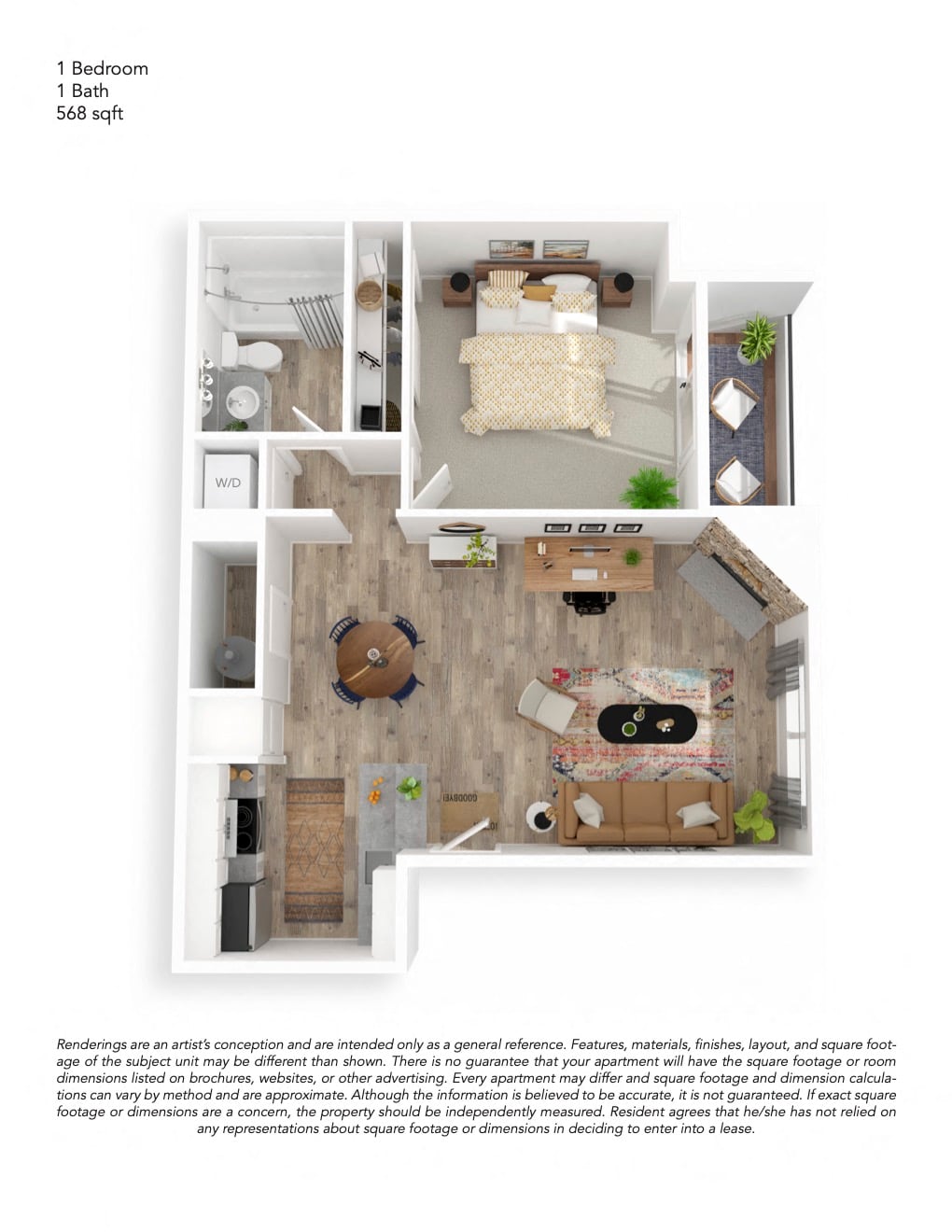 A1 1x1 floor plan