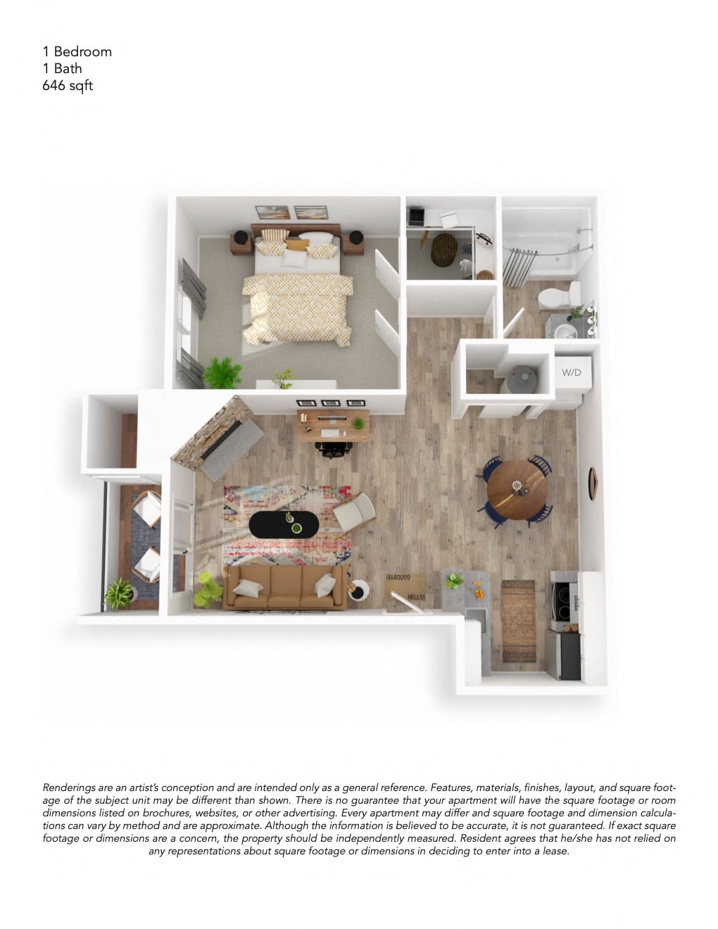 A2 1x1 floor plan