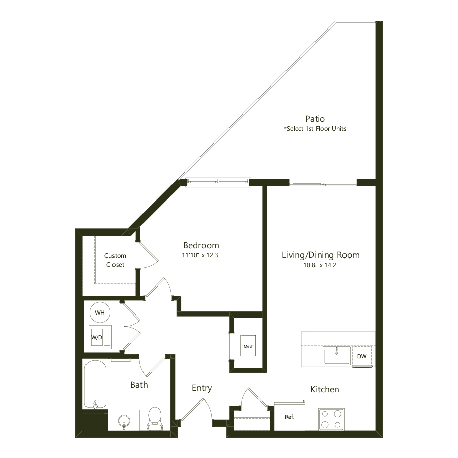 A02 - 1x1 floor plan