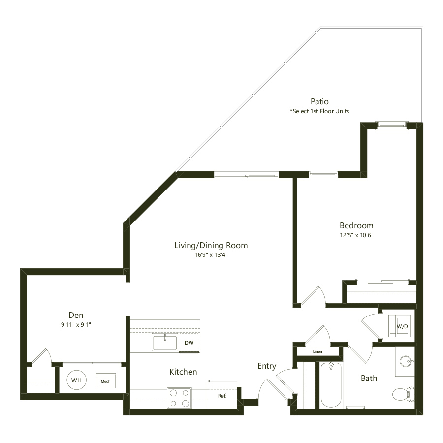 A05.1D - 1x1 floor plan