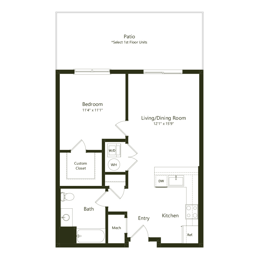 A01.2 - 1x1 floor plan