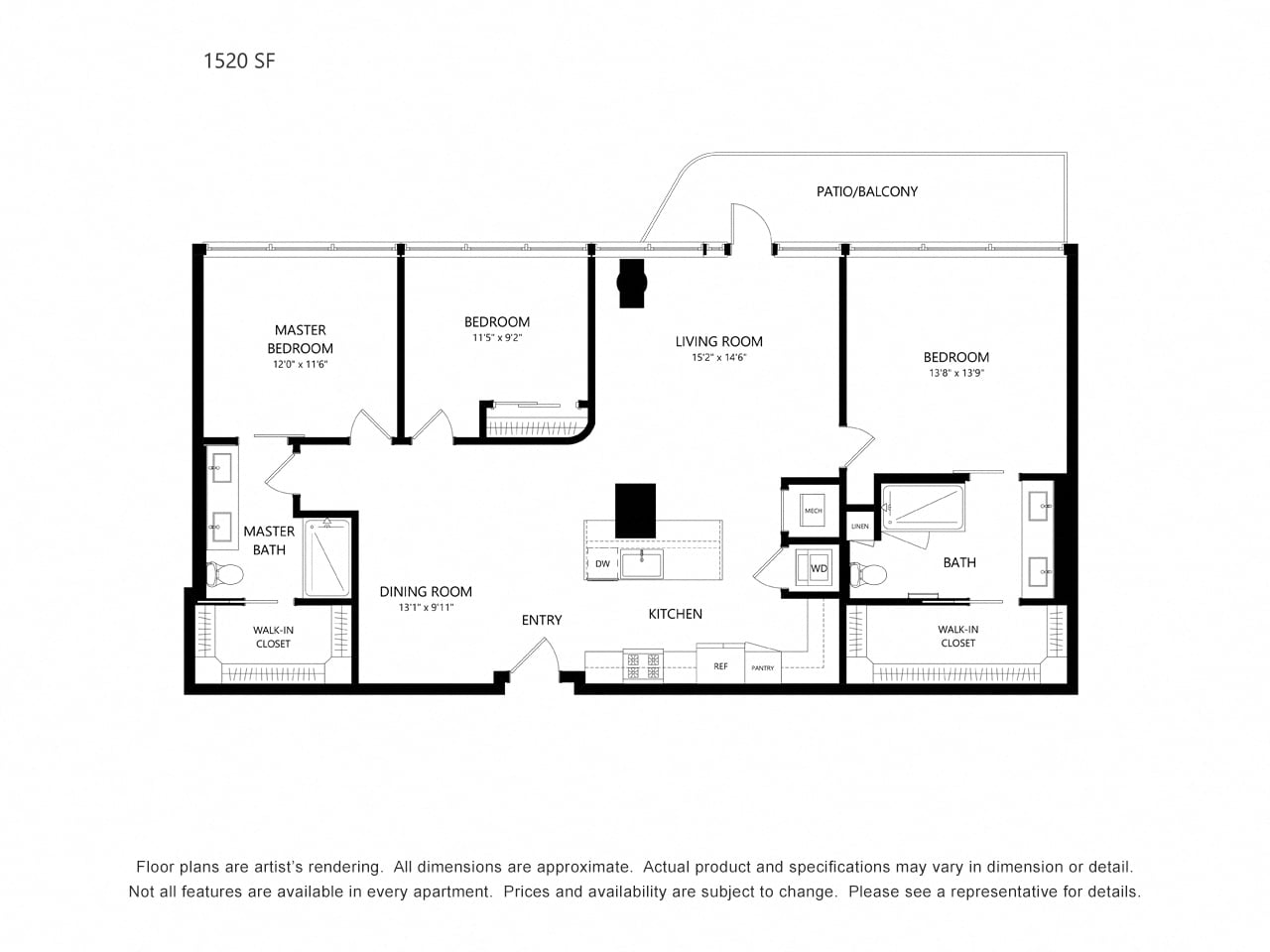 3 Bedroom A floor plan