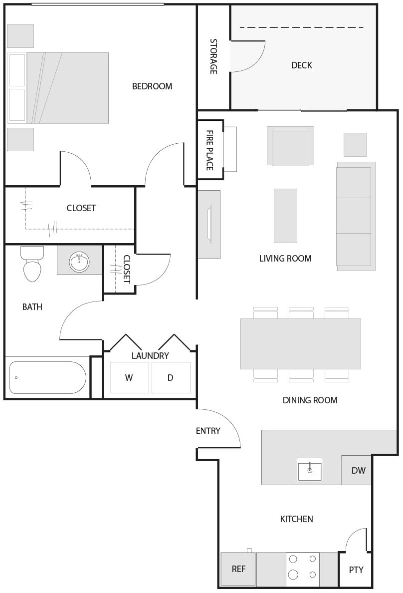 1 Bed/1 Bath-D floor plan