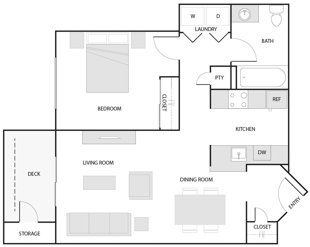 1 Bed/1 Bath-A floor plan