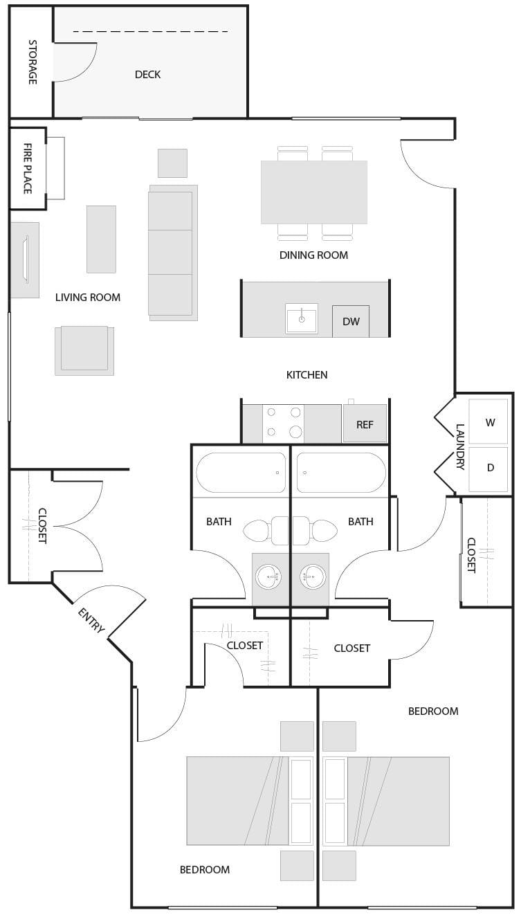 2 Bed/2 Bath-B floor plan
