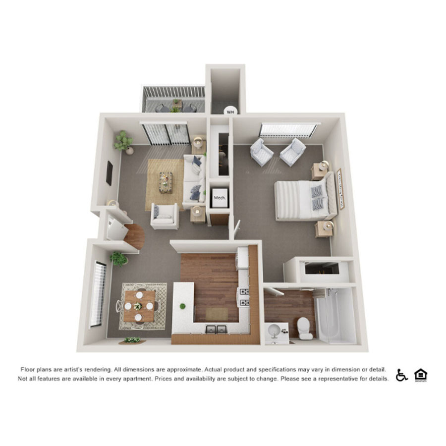 One Bed/One Bath floor plan