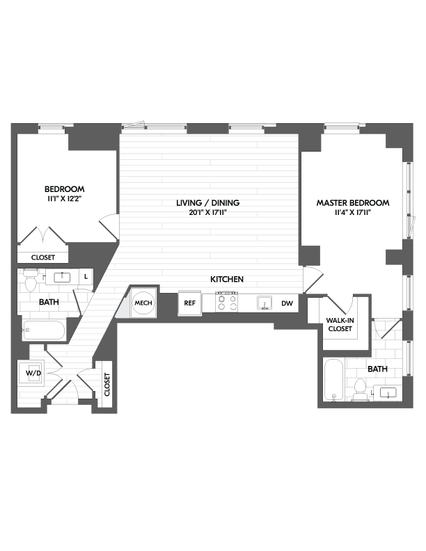 2 Bed/2 Bath Penthouse-PH 2K floor plan
