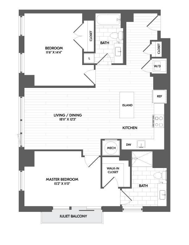 2 Bed/2 Bath Penthouse-PH 2A floor plan