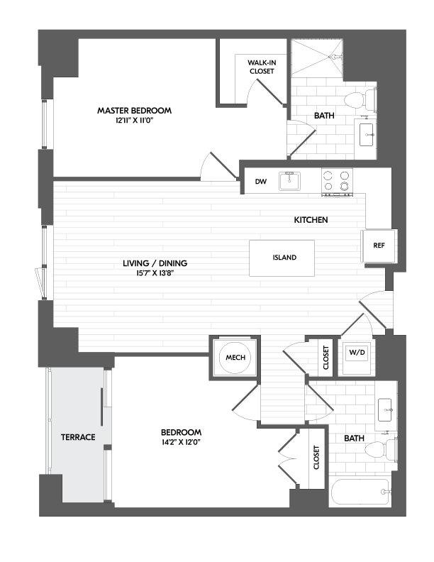 2 Bed/2 Bath-2G floor plan