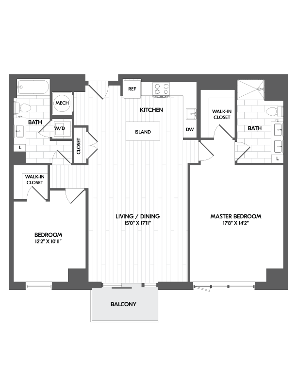 2 Bed/2 Bath-2H floor plan