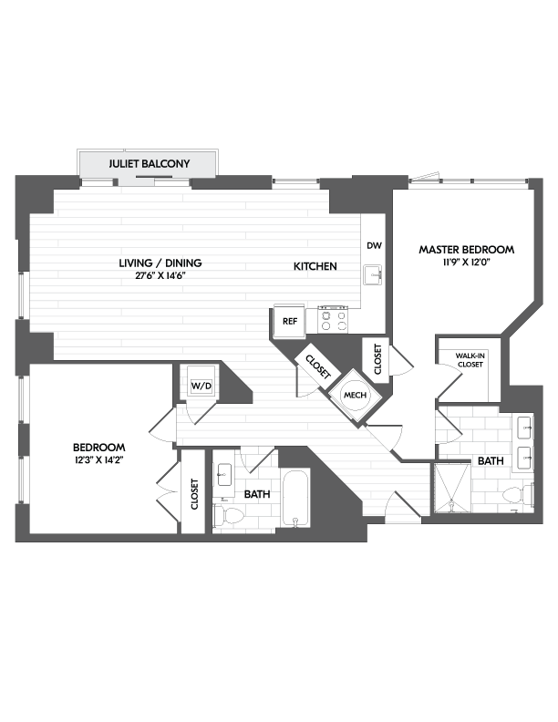 2 Bed/2 Bath-2B floor plan