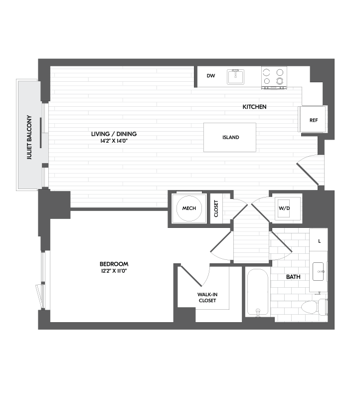 1 Bed/1 Bath-1B floor plan
