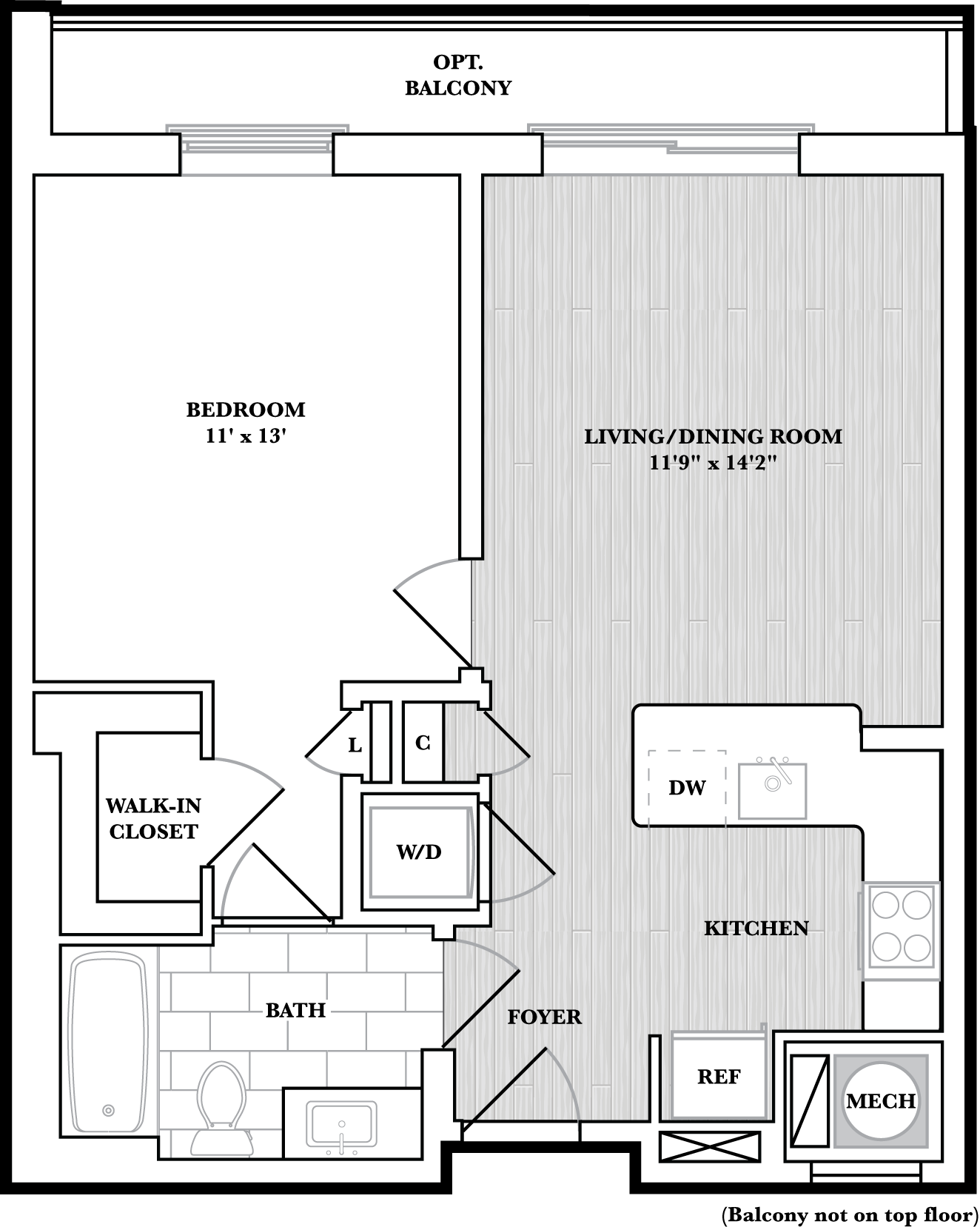 1 Bed/1 Bath floor plan