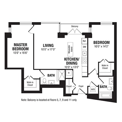 2 Bed/2 Bath-B1 floor plan