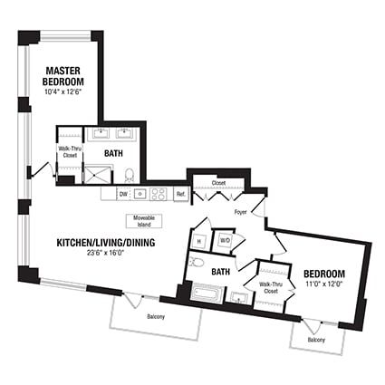 2 Bed/2 Bath-B3a floor plan