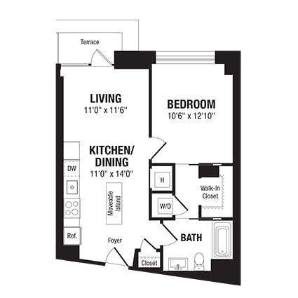 1 Bed/1 Bath-A6b floor plan