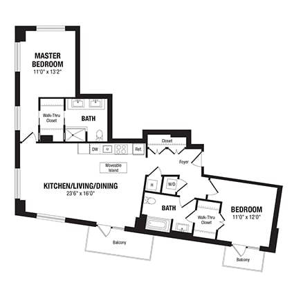 2 Bed/2 Bath-B3 floor plan