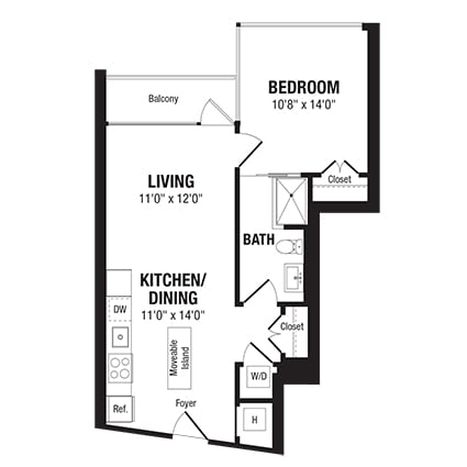 1 Bed/1 Bath-A5 floor plan