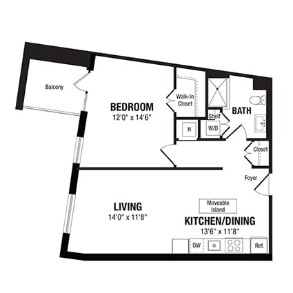 1 Bed/1 Bath-A13 floor plan