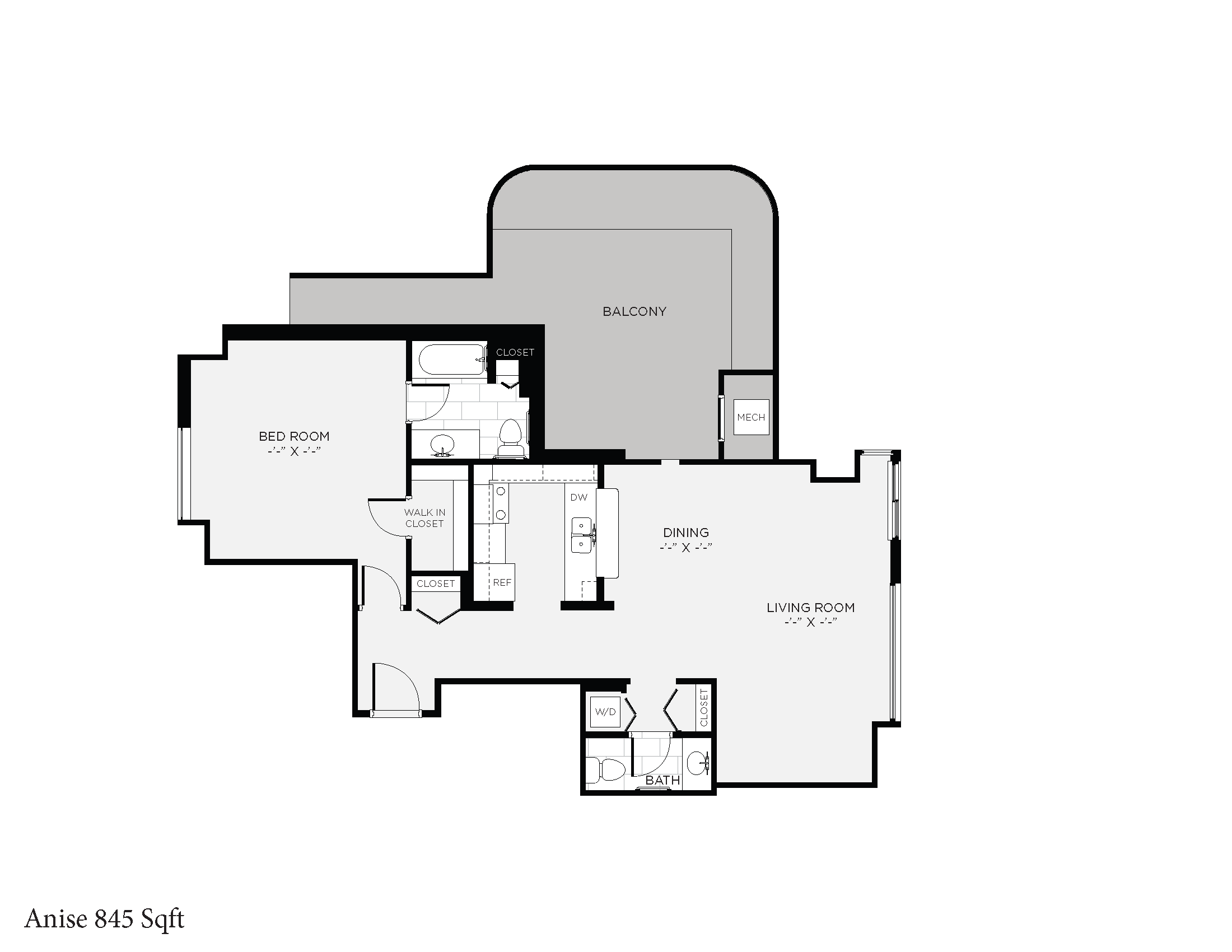 1 Bed/1.5 Bath-1B Anise floor plan