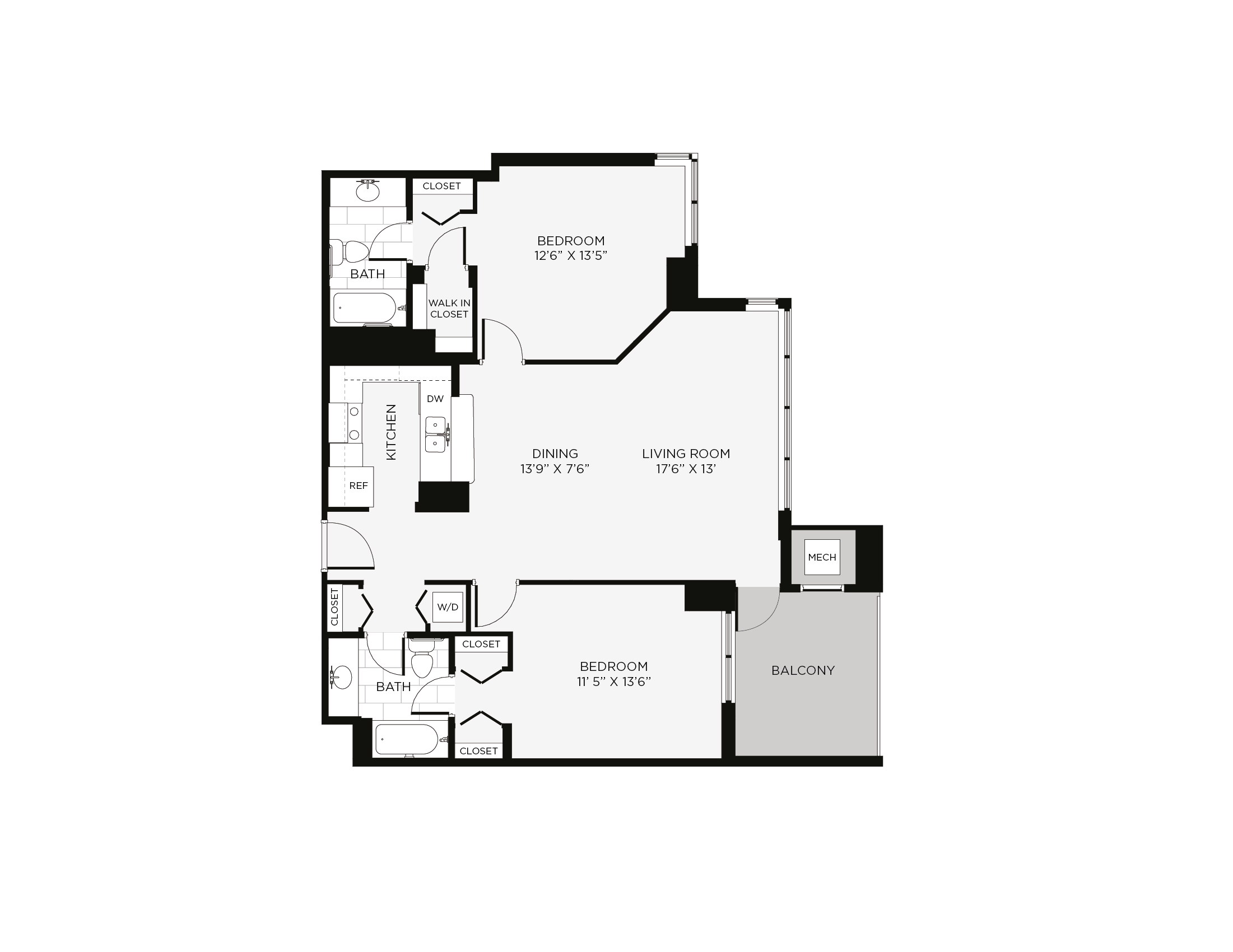 2 Bed/2 Bath-2A Emerald floor plan