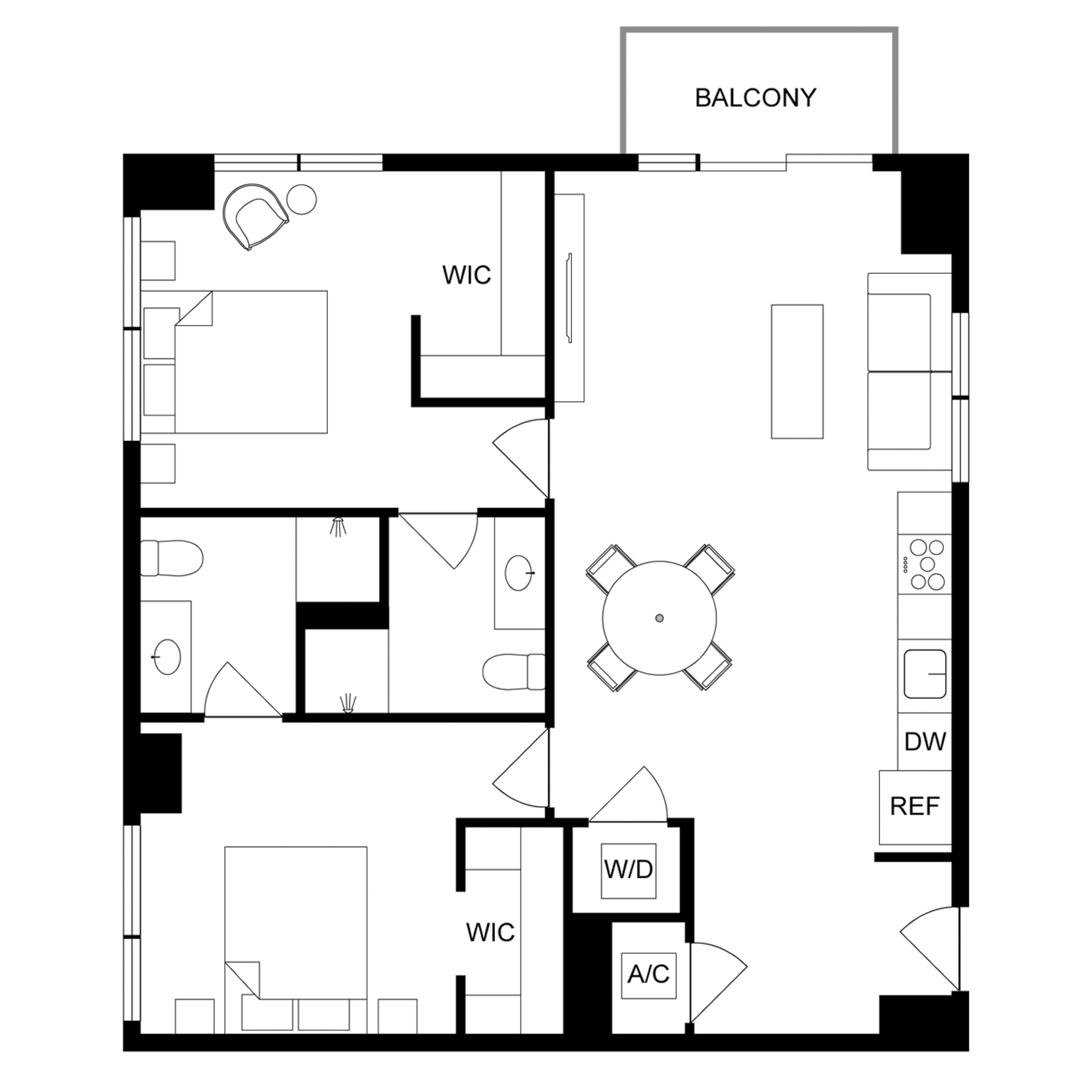 2-Bed/2-Bath - x36 floor plan