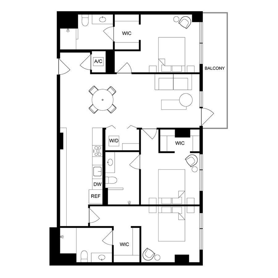 3-Bed/3-Bath floor plan