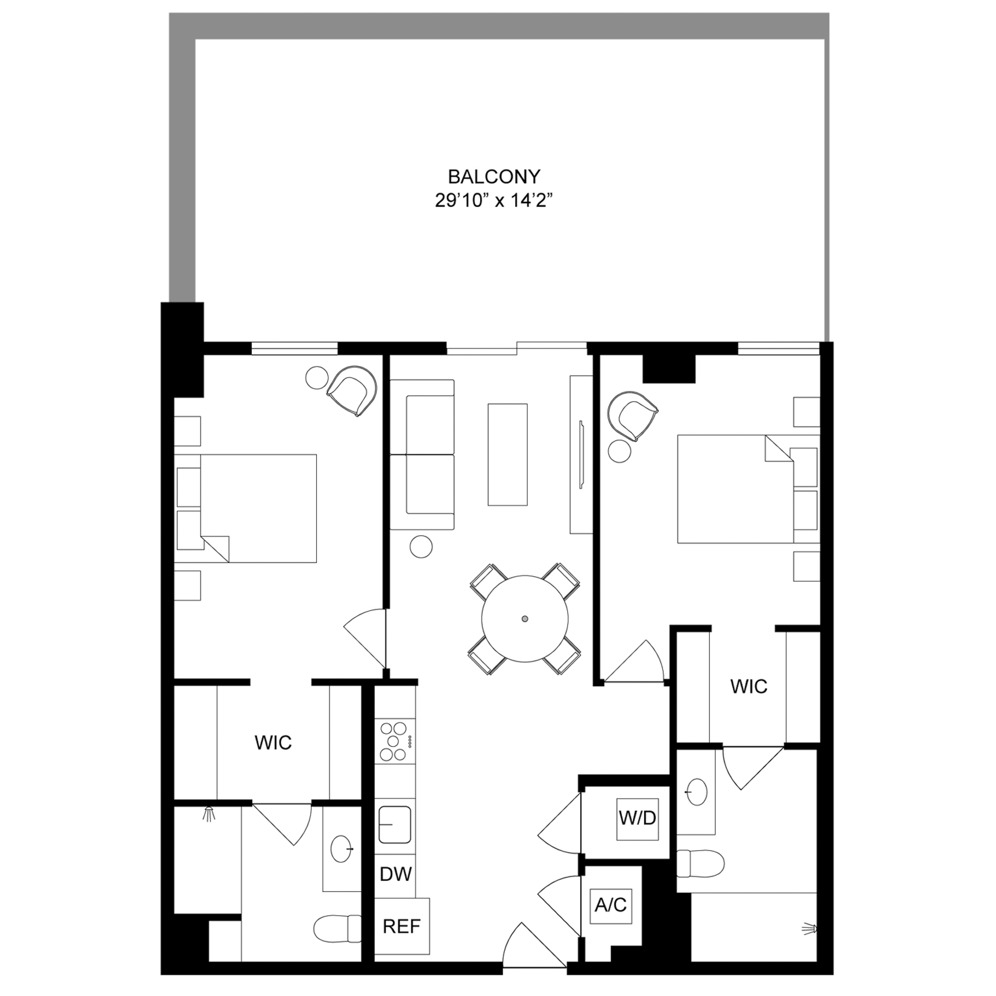 2-Bed/2-Bath - 438 floor plan
