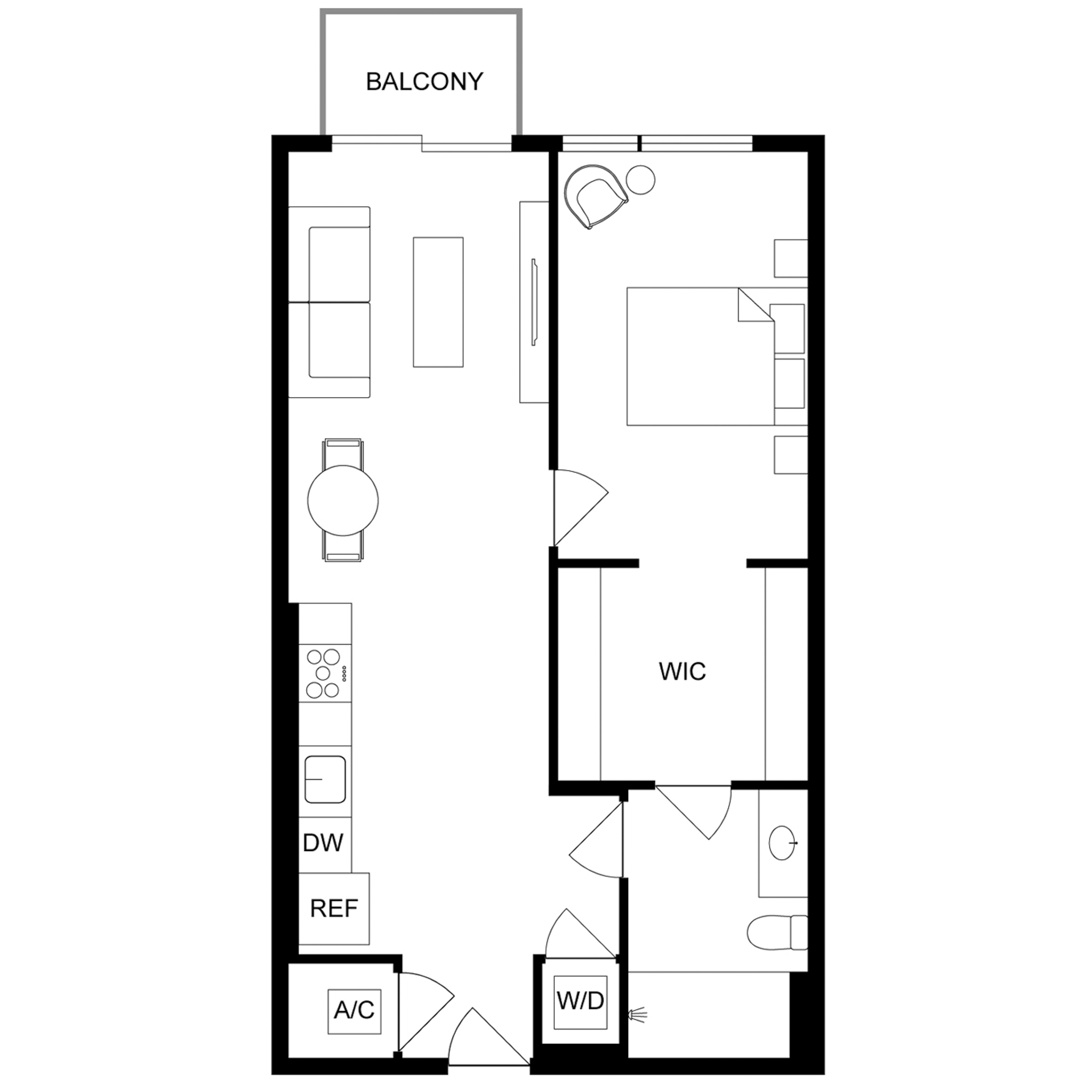 1-Bed/1-Bath - x26 floor plan