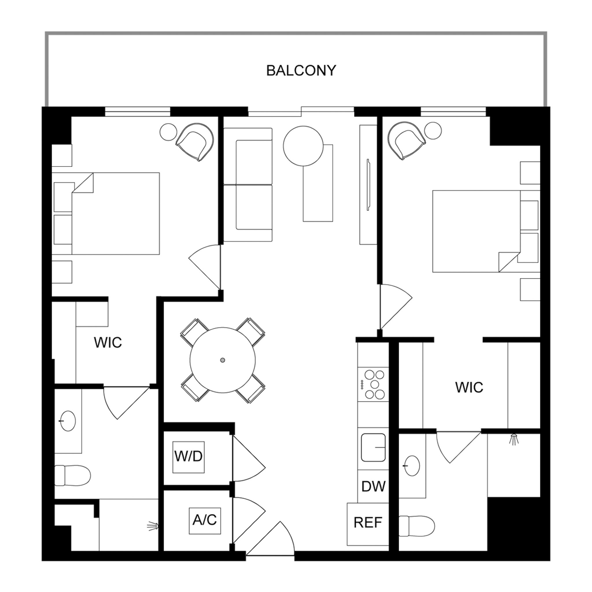 2-Bed/2-Bath - x07 floor plan