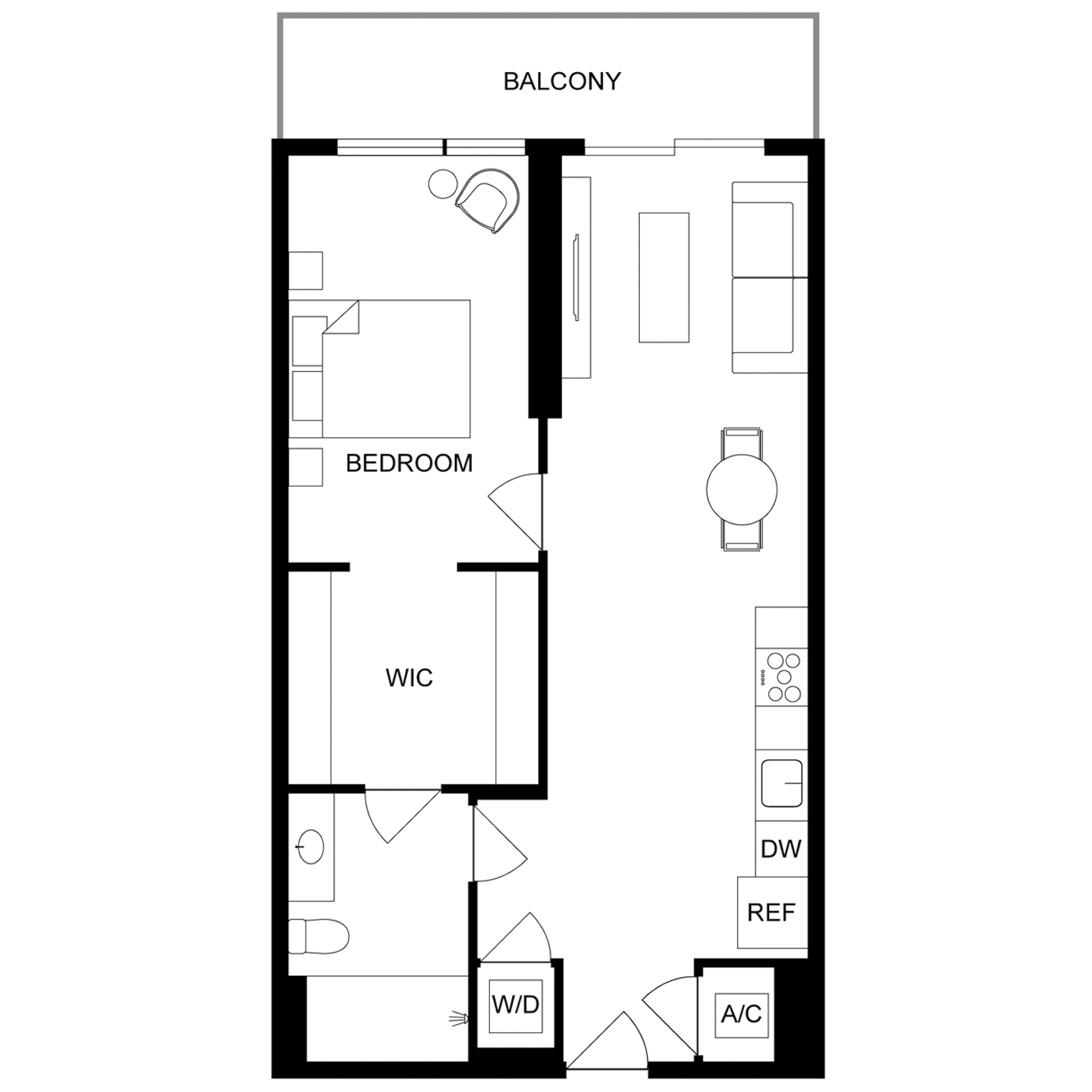 1-Bed/1-Bath - 428 floor plan