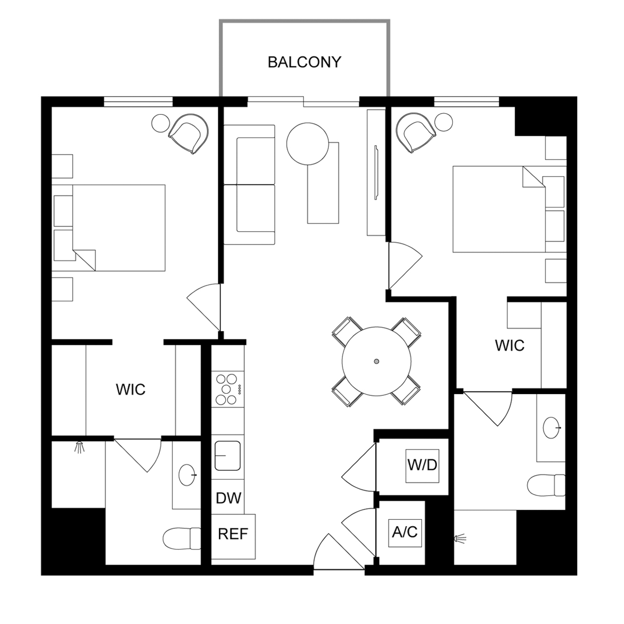 2-Bed/2-Bath - x19 floor plan