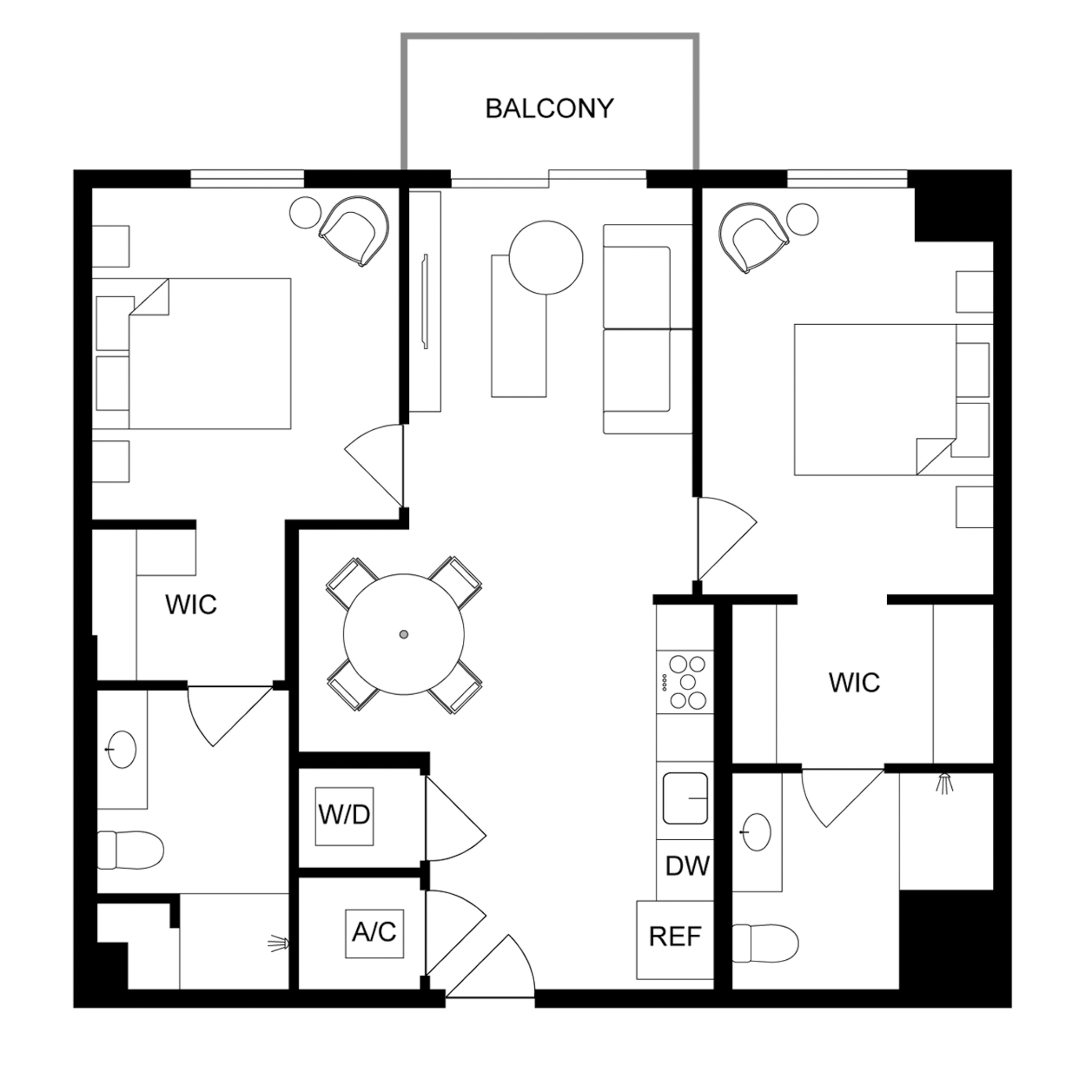 2-Bed/2-Bath - x17 floor plan