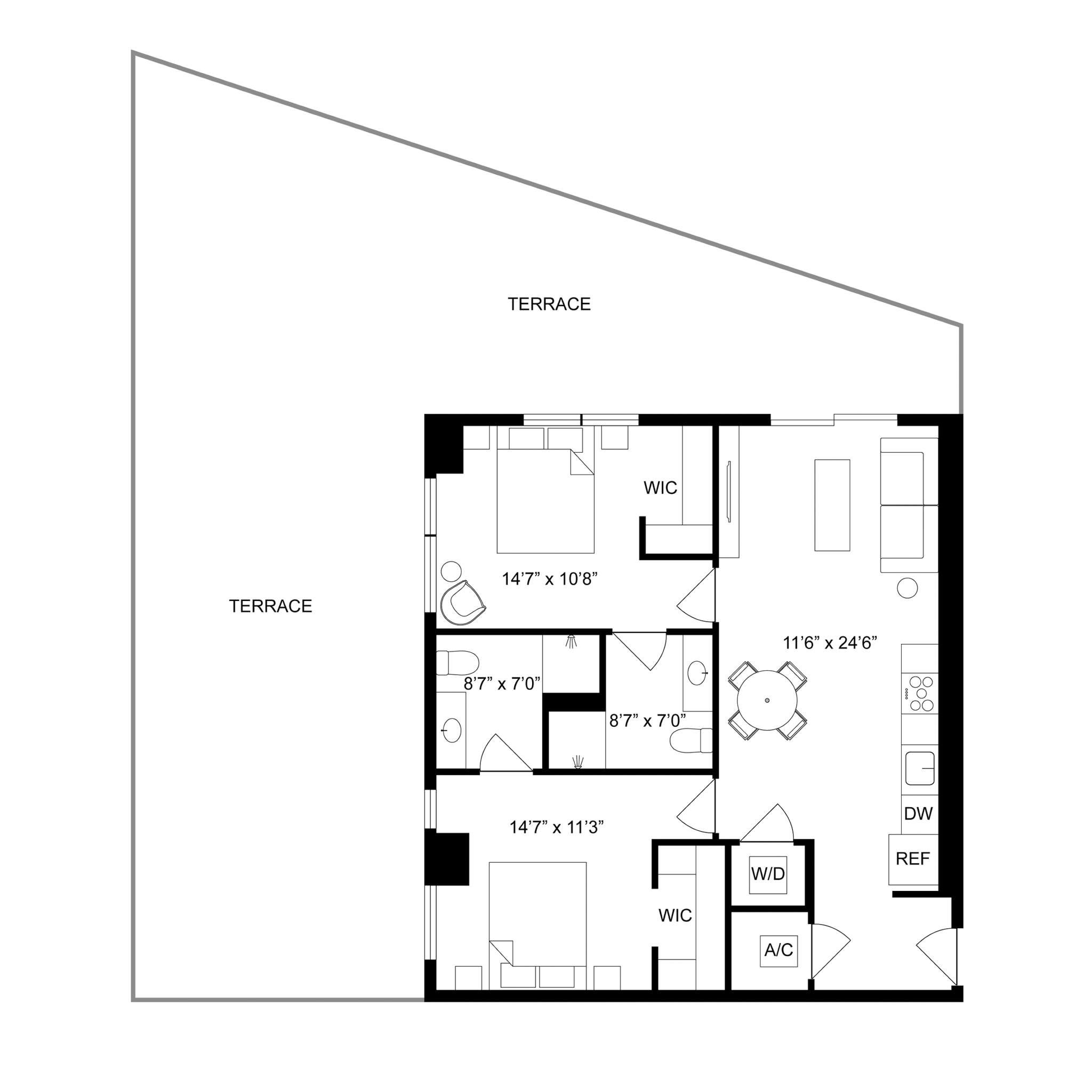2-Bed/2-Bath - 303 floor plan