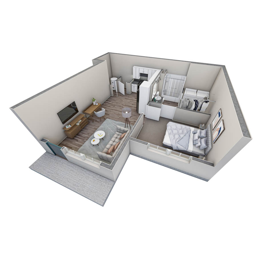 1 BR Horizon Courtyard floor plan