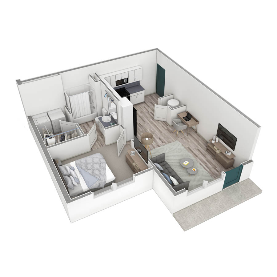 1 BR Premier Horizon Courtyard floor plan