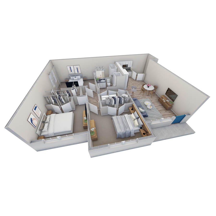 3-2 BR Horizon Courtyard floor plan