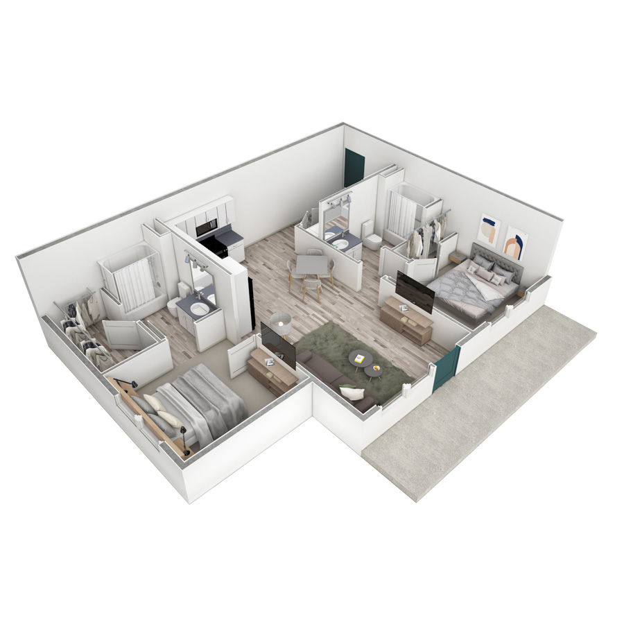 2-2 BR Horizon Courtyard floor plan