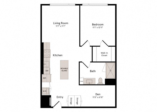 1D.1 W/ DEN floor plan