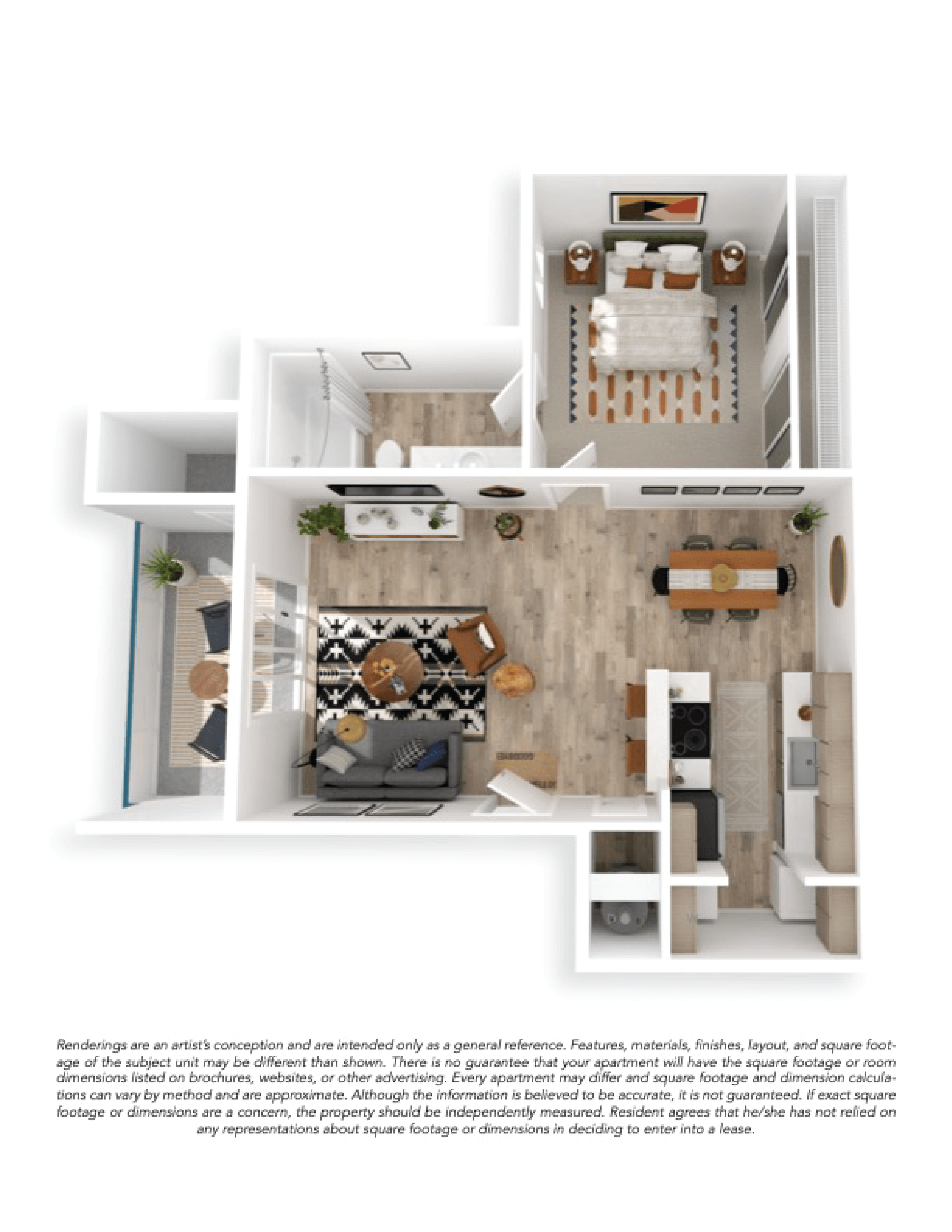 1x1 Premium floor plan