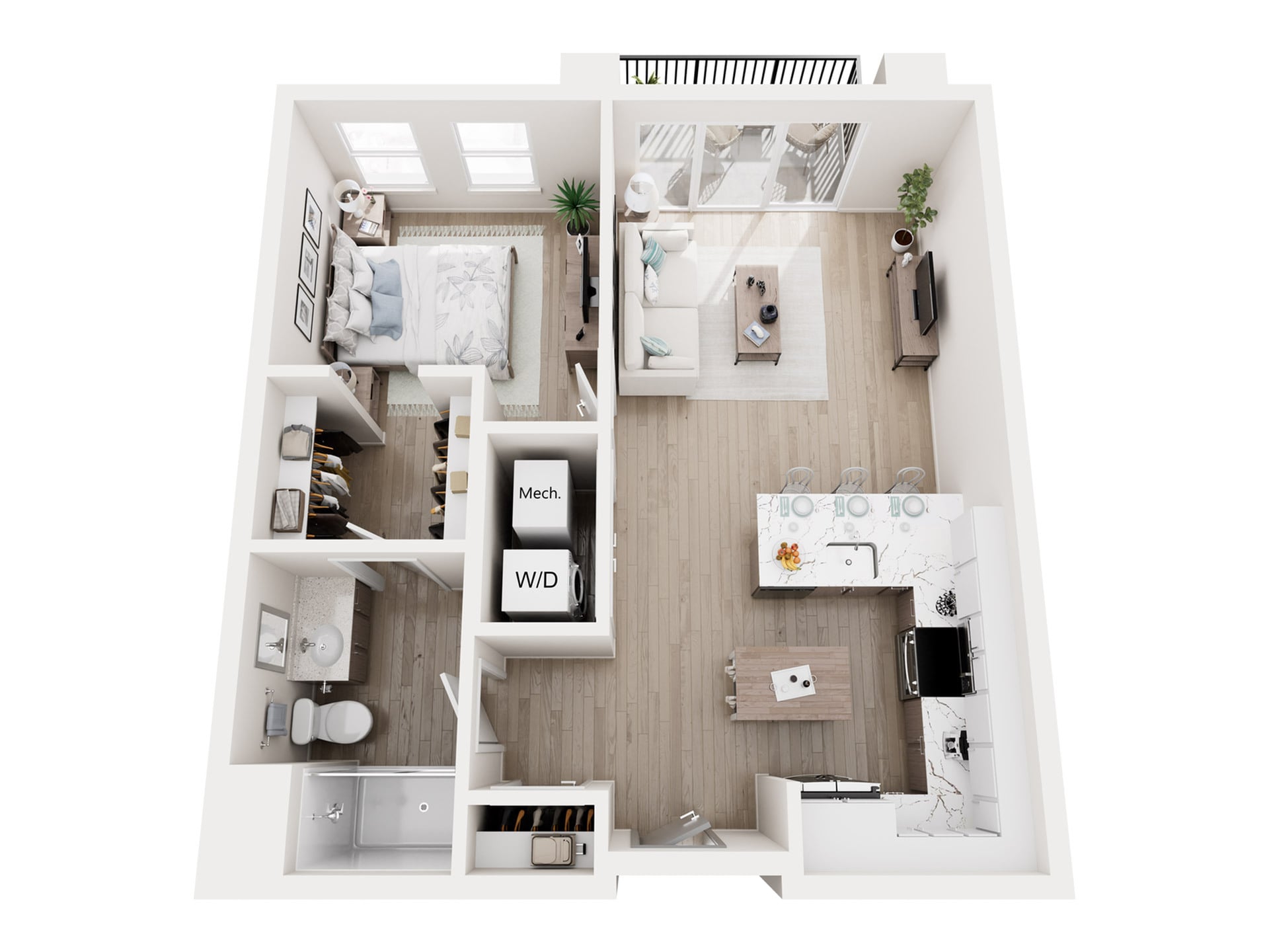 #C-317 - 1 bedroom floorplan layout with 1 bathroom and 587 square feet