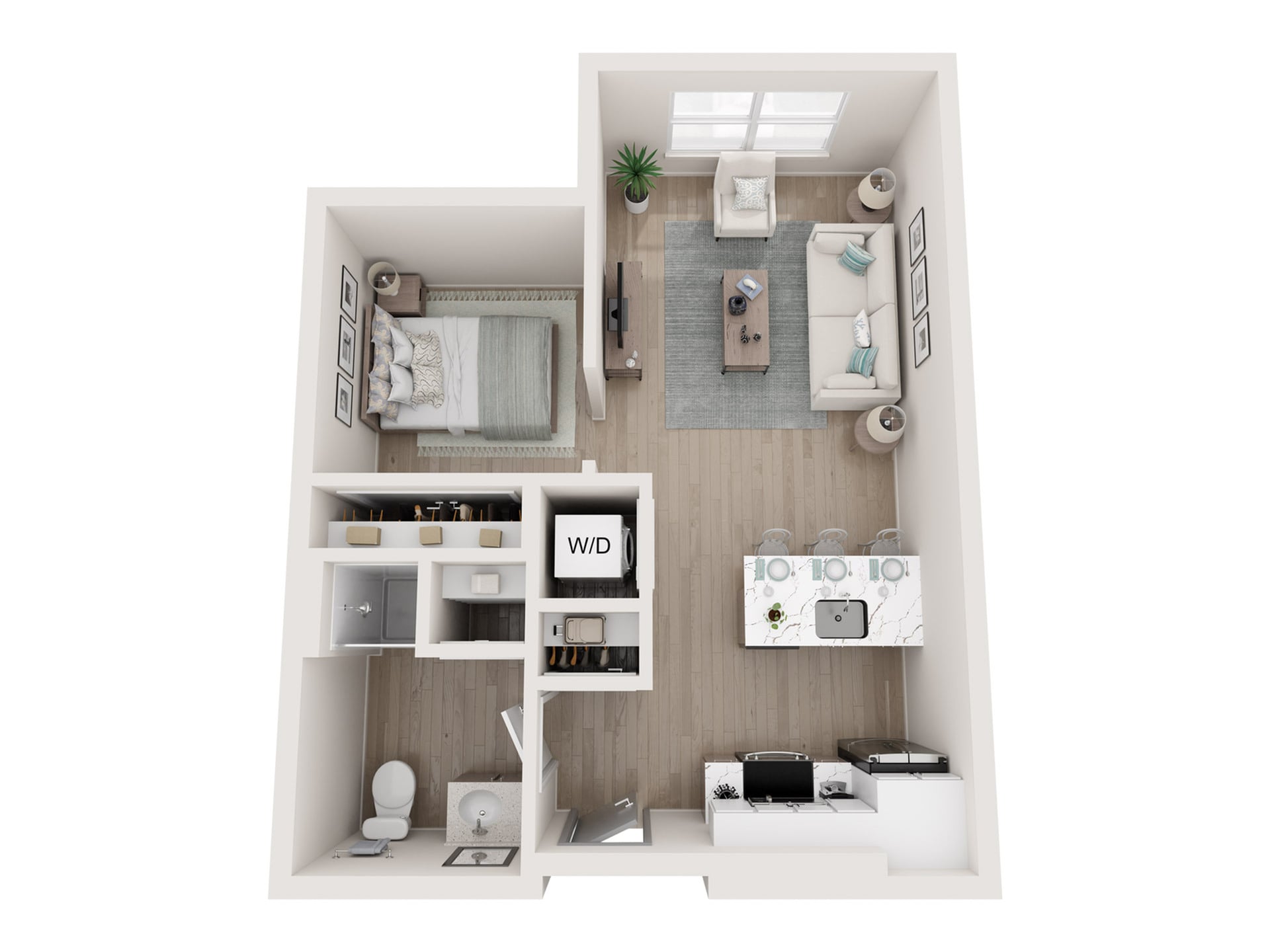 #C-307 - Studio floorplan layout with 1 bathroom and 541 square feet