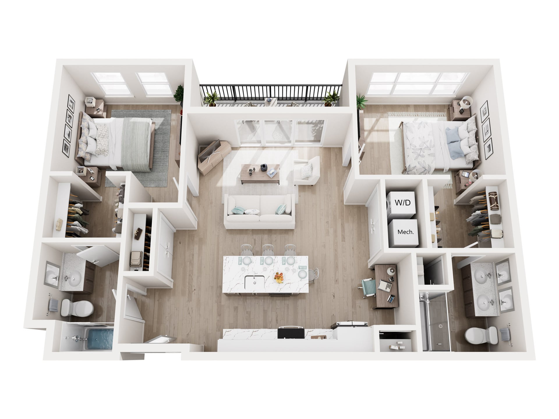 #A-505 - 2 bedroom floorplan layout with 2 bathrooms and 1060 square feet