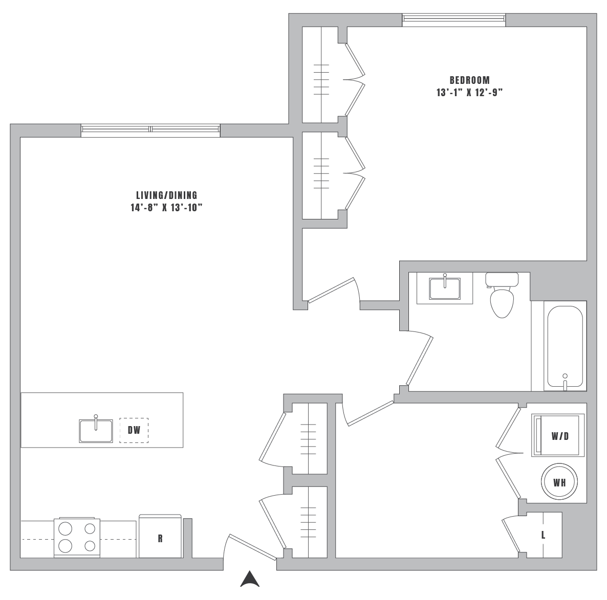 1 Bed-1 Bath-A4 floor plan
