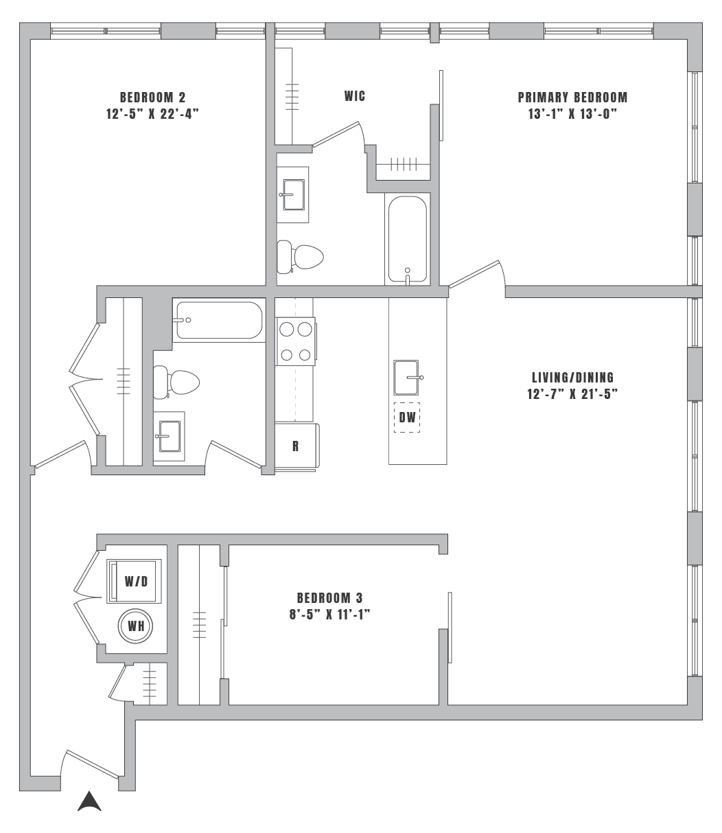 3 Bed-2 Bath-C2 floor plan