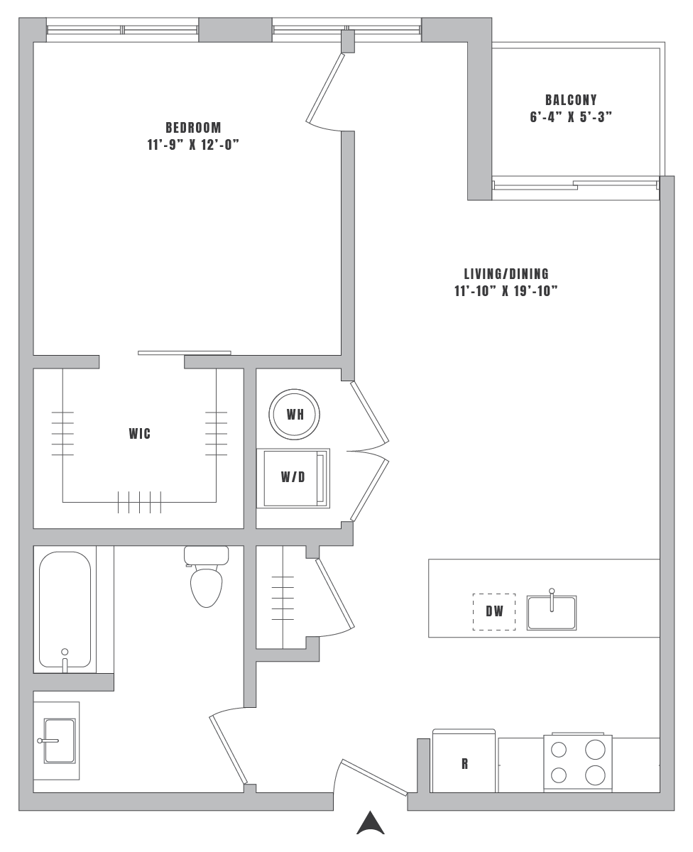 1 Bed-1 Bath-A3 floor plan