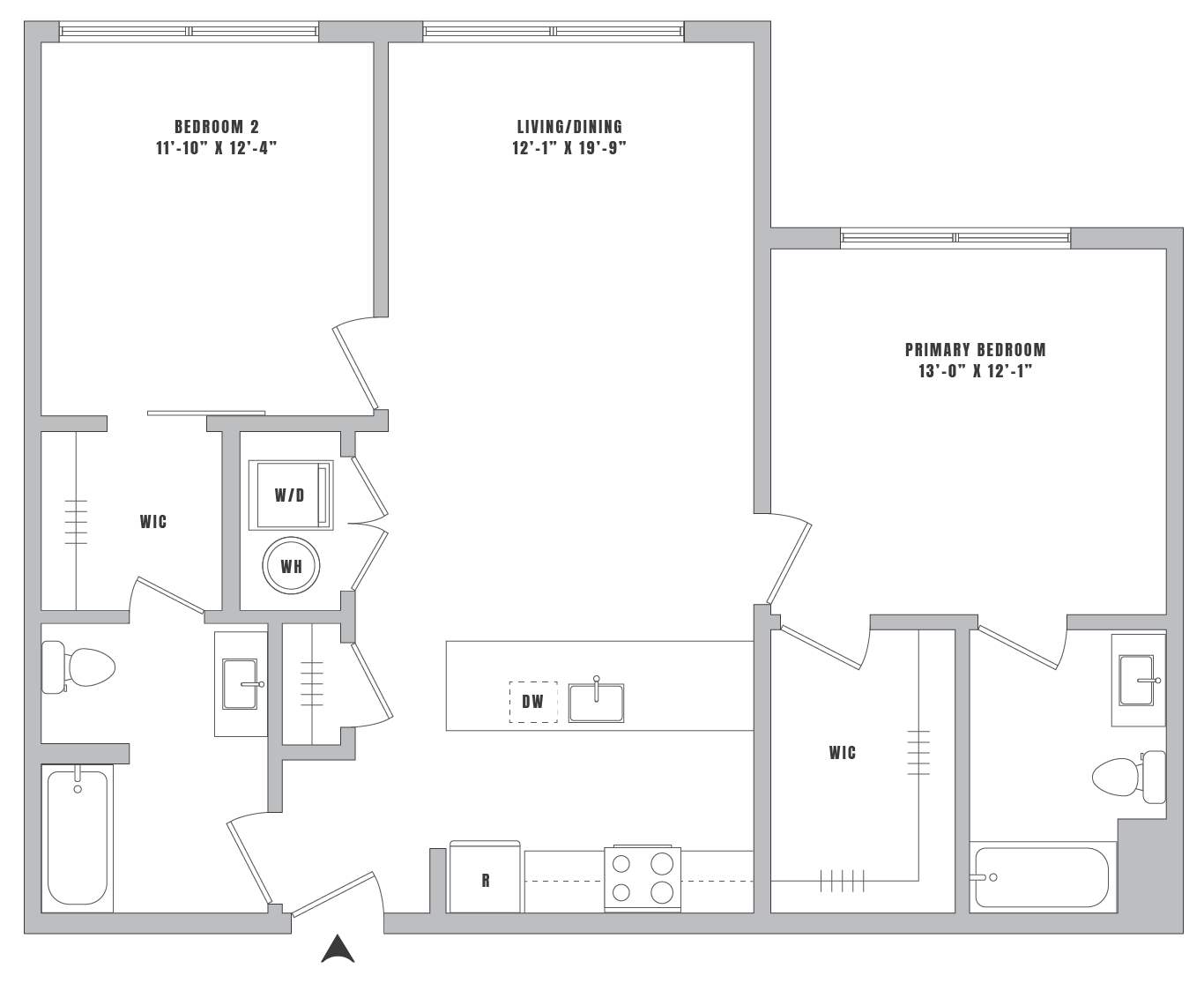 2 Bed-2 Bath-B2 floor plan