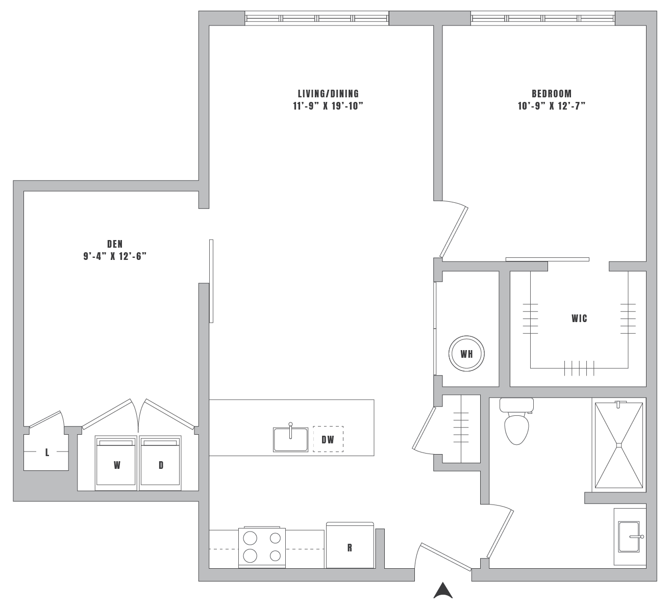 1 Bed-1 Bath Den-A6 floor plan